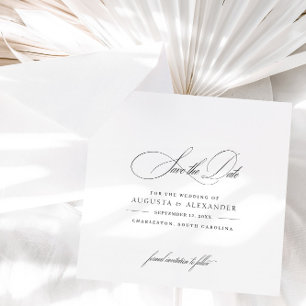 Elegante Kalligrafie Schwarz & Weiß Save The Date
