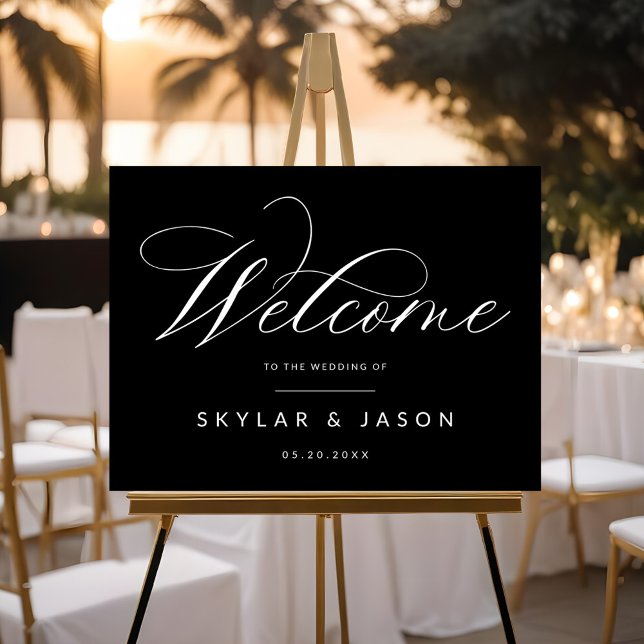 Elegante Kalligrafie Script Back Welcome Wedding Acrylschild (Elegant Calligraphy Script Back Welcome Wedding Acrylic Sign)