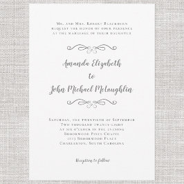 Elegante Kalligrafie Script Formal Wedding Gray Einladung