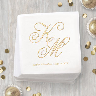 Elegante Kalligrafie Script Mit Monogramm Wedding Servietten Mit Folie