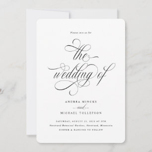 Elegante Kalligrafie Script Rounded Corner Wedding Einladung