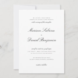 Elegante Kalligrafie Script Schwarz-Weiß-Hochzeit Einladung