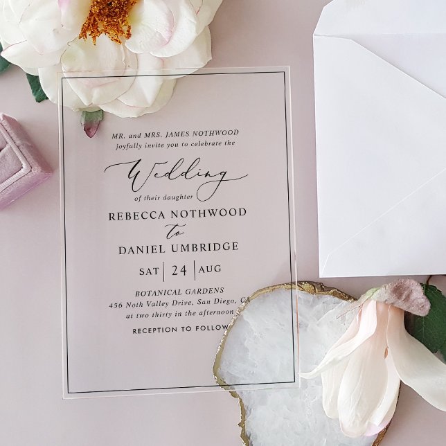 Elegante Kalligrafie Script Wedding Acryleinladungen (Von Creator hochgeladen)