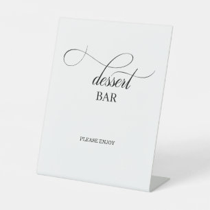 Elegante Kalligrafie Script Wedding Dessert Bar Sockelschild