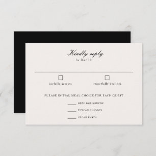 Elegante Kalligrafie Script Wedding Meal Choice RSVP Karte