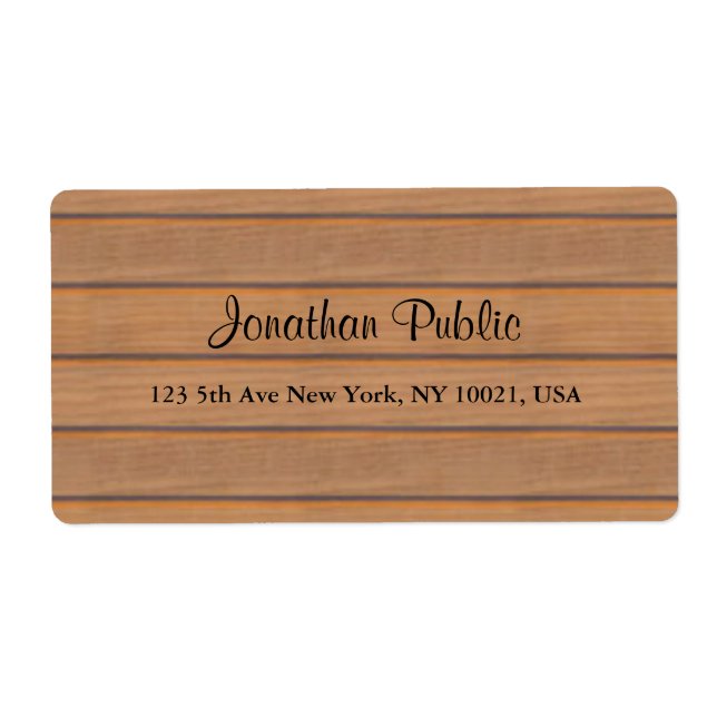 Elegante Kalligrafie Skriptname Text Holzversand (Vorne)