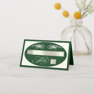 Elegante Kalligrafie - Smaragd/Silber Platzkarte