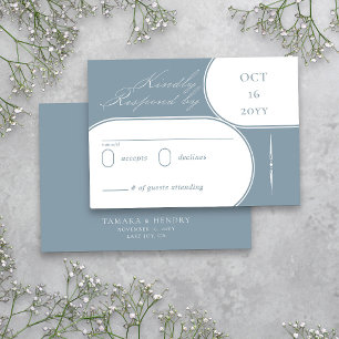 Elegante Kalligrafie Staubblau Hochzeit RSVP Karte
