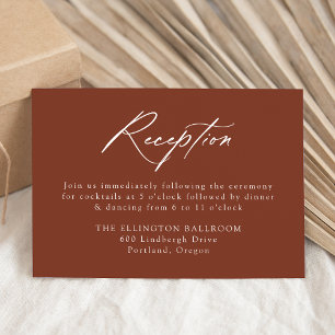 Elegante Kalligrafie-Terrakotta-Hochzeitsempfang Begleitkarte