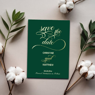 Elegante Kalligrafie Türkis Save-the-Date Folieneinladung