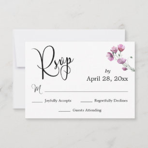 Elegante Kalligrafie UAWG Wasserfarben Wildblume RSVP Karte