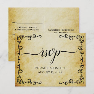 Elegante Kalligrafie Vintage-Pergament Hochzeit-RS Postkarte