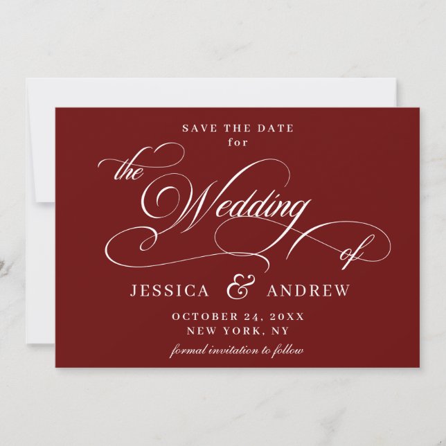 Elegante Kalligrafie Wedding Digital Save the Date (Vorderseite)