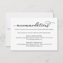 Elegante Kalligrafie Wedding Hotel Unterkünfte RSVP Karte