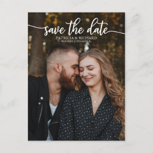 Elegante Kalligrafie Wedding Save the Date Foto Postkarte