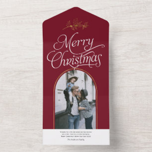 Elegante Kalligrafie-Weihnachtsfeiertags-Fotokarte All In One Einladung