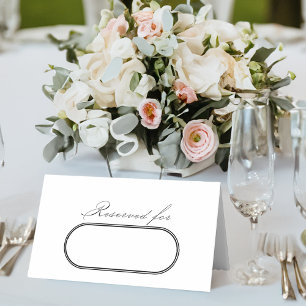 Elegante Kalligrafie White Wedding vorbehalten Platzkarte