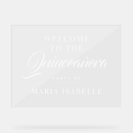 Elegante Kalligrafie Willkommen Quinceanera Party- Acrylschild
