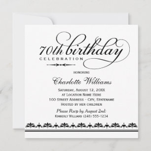 Elegante Kalligrafie zum 70. Geburtstag Quadratisc Einladung