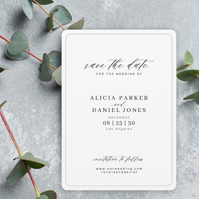 Elegante Kalligrafieschrift einfache Hochzeit Save The Date (Von Creator hochgeladen)