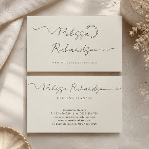 Elegante Kalligrafieschrift Minimal Neutral Beige Visitenkarte