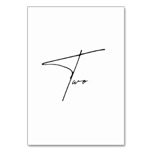 Elegante kalligrafische Hochzeitstil-Tischnummer 2 Tischnummer