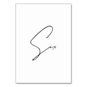 Elegante kalligrafische Hochzeitstil-Tischnummer 6 Tischnummer