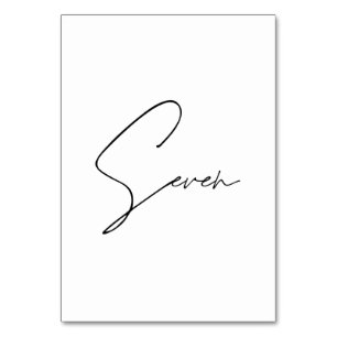 Elegante kalligrafische Hochzeitstil-Tischnummer 7 Tischnummer