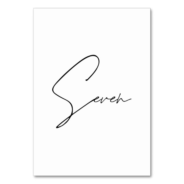 Elegante kalligrafische Hochzeitstil-Tischnummer 7 Tischnummer (Vorderseite)