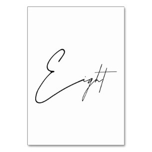 Elegante kalligrafische Hochzeitstil-Tischnummer 8 Tischnummer