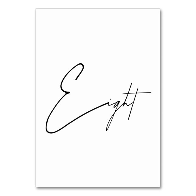 Elegante kalligrafische Hochzeitstil-Tischnummer 8 Tischnummer (Vorderseite)