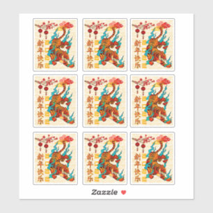 Elegante Kalligraphie 2022 Tiger-Chinesisches Neuj Aufkleber