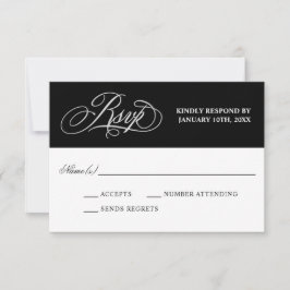 Elegante Kalligraphie auf Black Wedding RSVP Karte