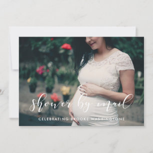 Elegante Kalligraphie Baby Shower per Mail Foto Einladung