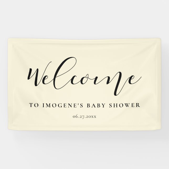 Elegante Kalligraphie Babydusche Begrüßung Banner (Horizontal)