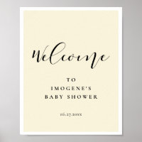 Elegante Kalligraphie Babydusche Begrüßung