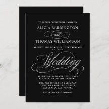 Elegante Kalligraphie Black and Silver Wedding