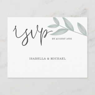Elegante Kalligraphie Botanische Hochzeit Rsvp Postkarte