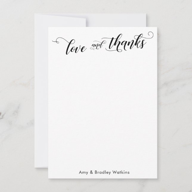 Elegante Kalligraphie Danke Black on White Schlich (Vorderseite)