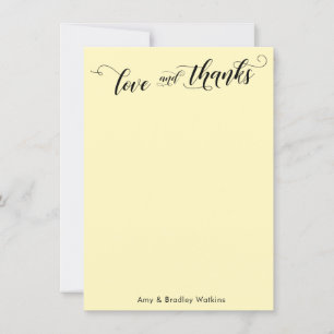 Elegante Kalligraphie Danke, blassgelb Dankeskarte