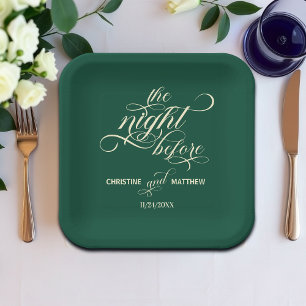 Elegante Kalligraphie Die Nacht vor der Aquamarine Pappteller