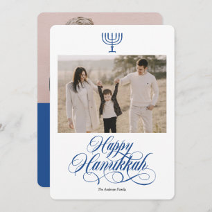 Elegante Kalligraphie, einfaches Hanukkah Foto H Feiertagskarte
