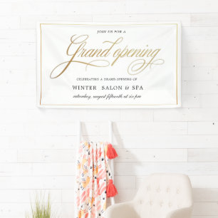 elegante Kalligraphie Gold Grand Opening Banner