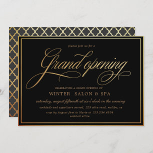 elegante Kalligraphie Gold Grand Opening Einladung