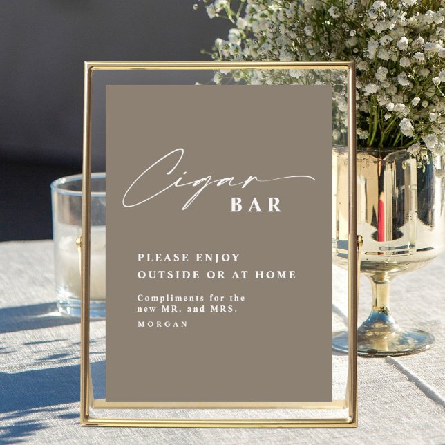 Elegante Kalligraphie Gunst Cigar Bar Wedding Sign Poster (Von Creator hochgeladen)