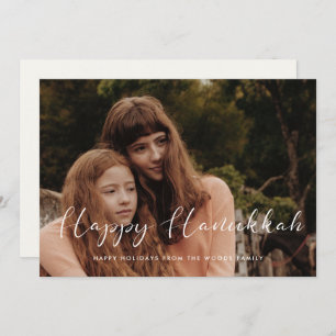 Elegante Kalligraphie Happy Hanukkah Foto Feiertagskarte