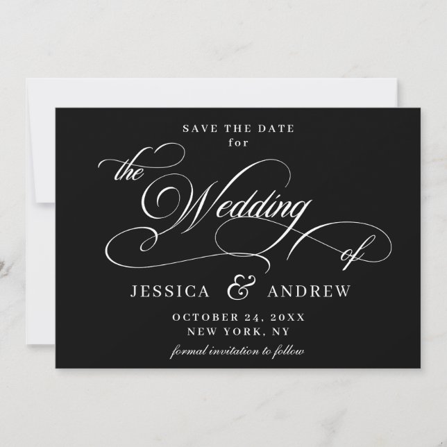 Elegante Kalligraphie Hochzeit einfach Save the Da Date (Vorderseite)