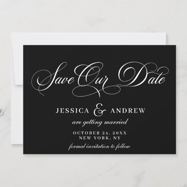 Elegante Kalligraphie Hochzeit einfach Save the Da Date (Vorderseite)