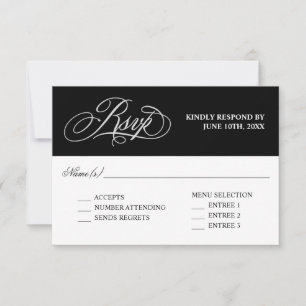 Elegante Kalligraphie Hochzeit RSVP mit Entrees