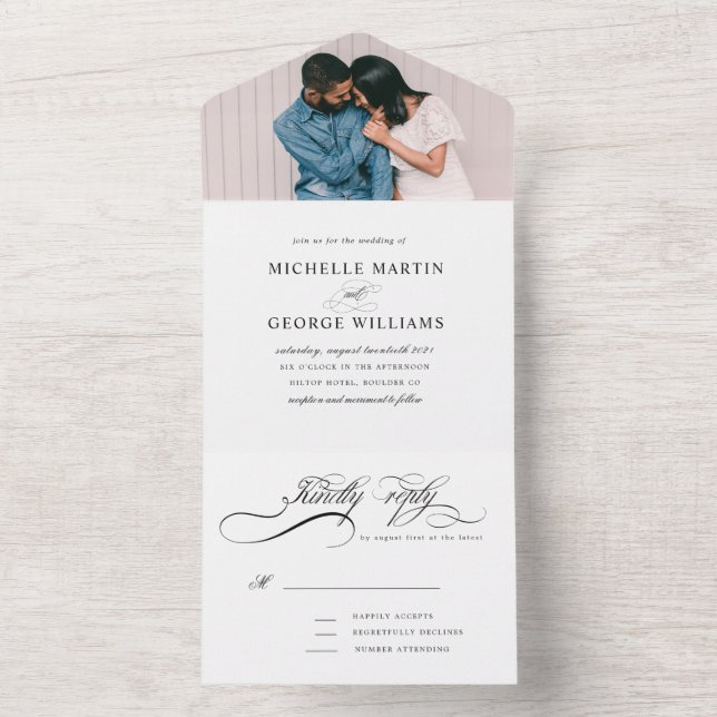 elegante Kalligraphie (kein ENV erforderlich) All In One Einladung (Innen Boden)